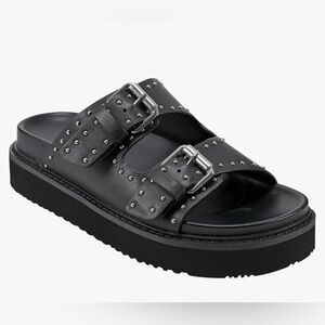 Marc Fisher LTD Women's Agusta Sandal leather lug sole  thick straps Sz 7.5 NEW